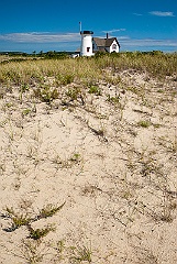 Stage Harbor Lighthouse on Beach Sand in Massachusetts